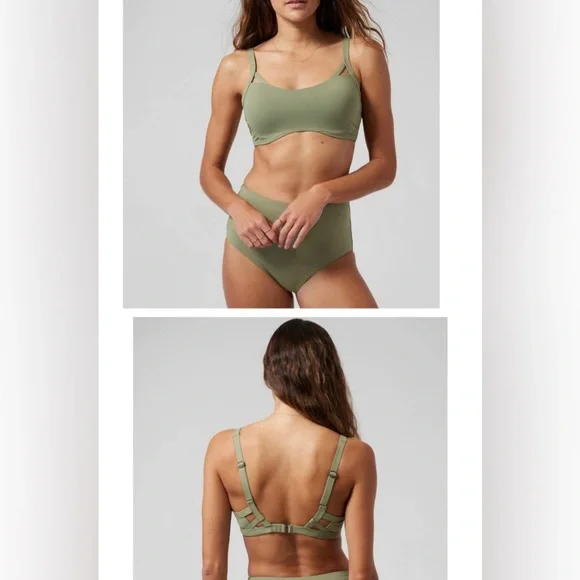 Athleta Palm Swim Top & Bottoms-34D/DD with M Bottoms-Moss Green/Blue Bottoms - Picture 16 of 16